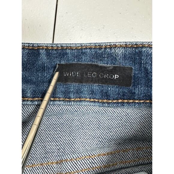 Judy Blue Jeans Womens 28 Wide Leg Crop‎ Medium Wash Frayed Hem Stretch Casual - Picture 5 of 12